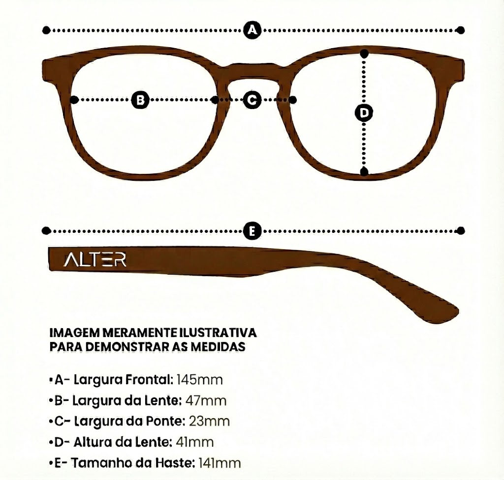Medidas do óculos Óculos de Sol Londres