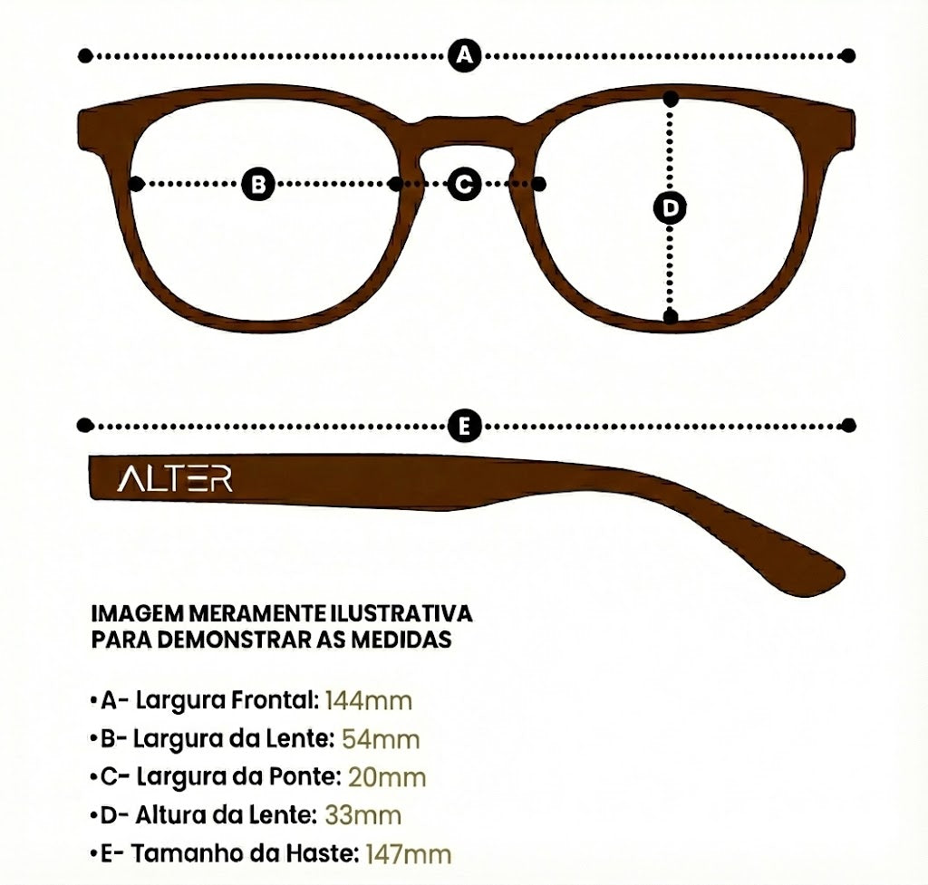 Medidas do óculos Óculos de Sol Milão