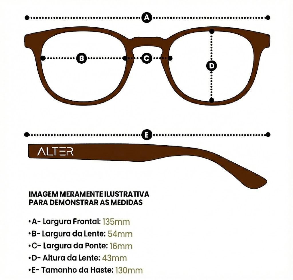 Medidas do óculos Óculos de Sol Nova York