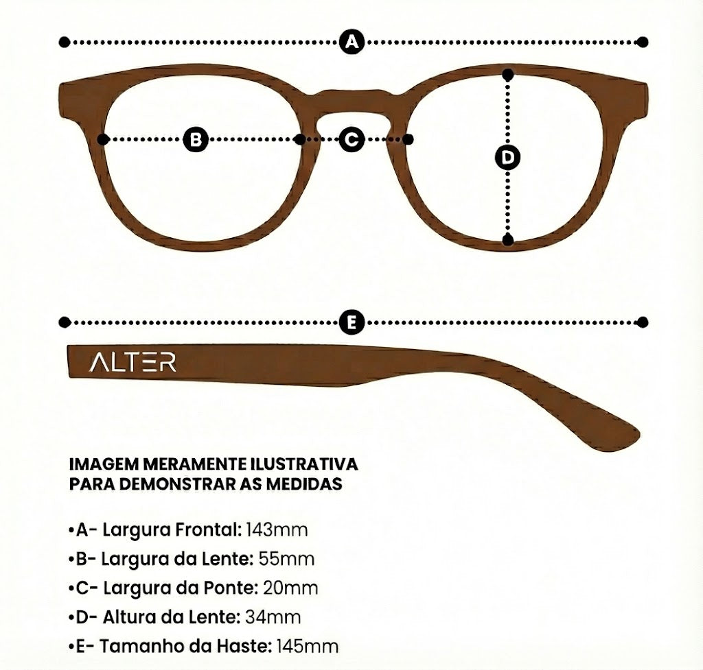 Medidas do óculos Óculos de Sol Bangkok