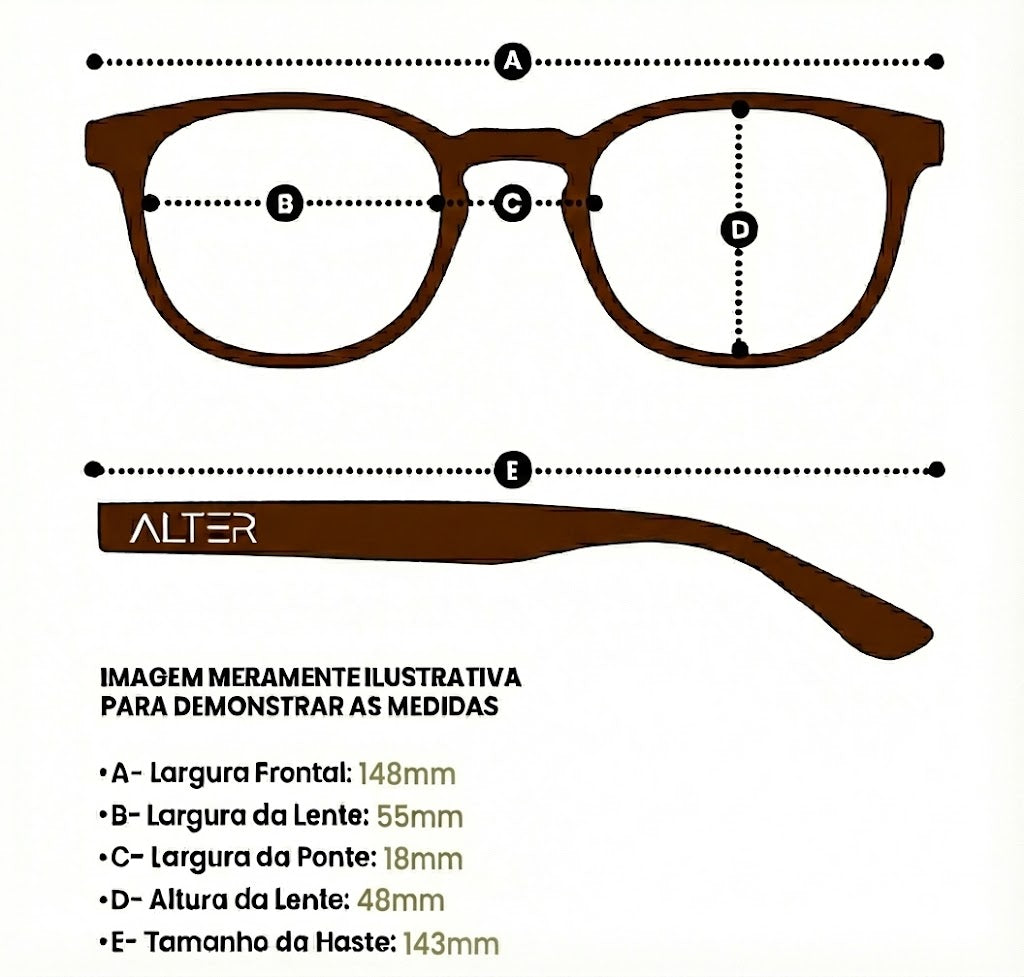 Medidas do óculos Óculos de Sol Sydney