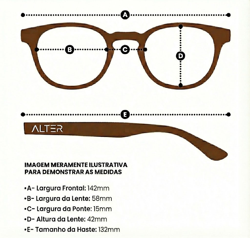 Medidas do óculos Óculos de Sol Capri