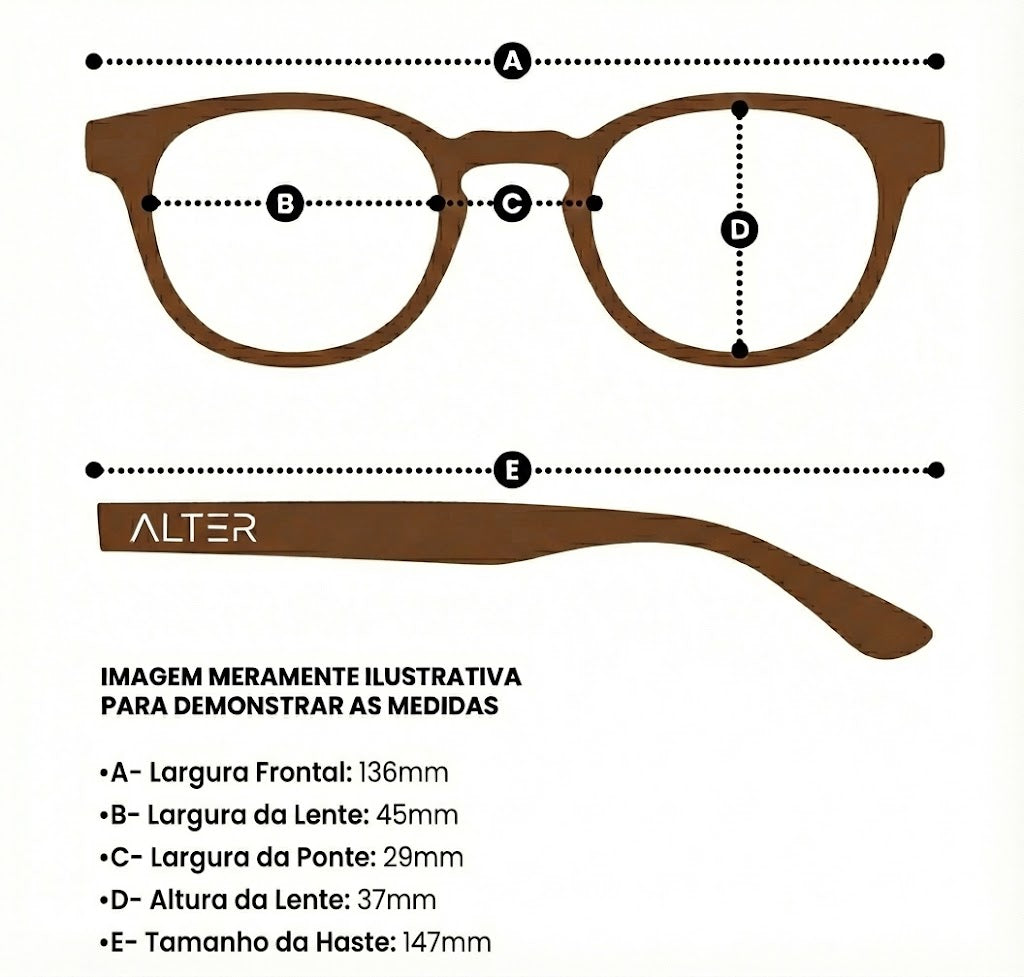 Medidas do óculos Óculos de Sol Bali